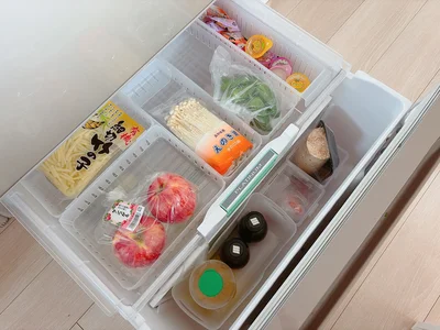 ざっくりと仕切りを作ることで、形の異なる野菜も管理しやすくなります　　▶こちらも活用！