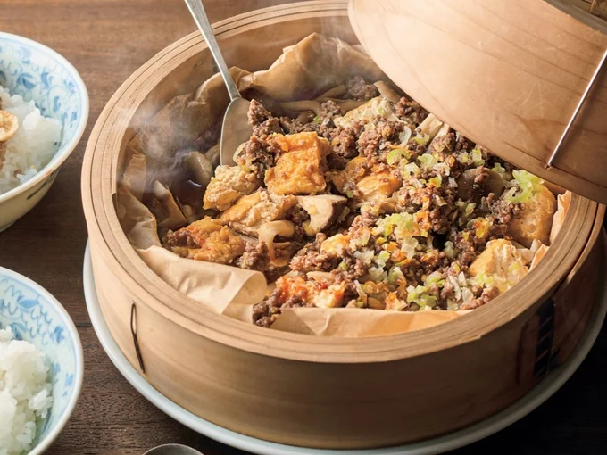 厚揚げときのこの蒸し麻婆