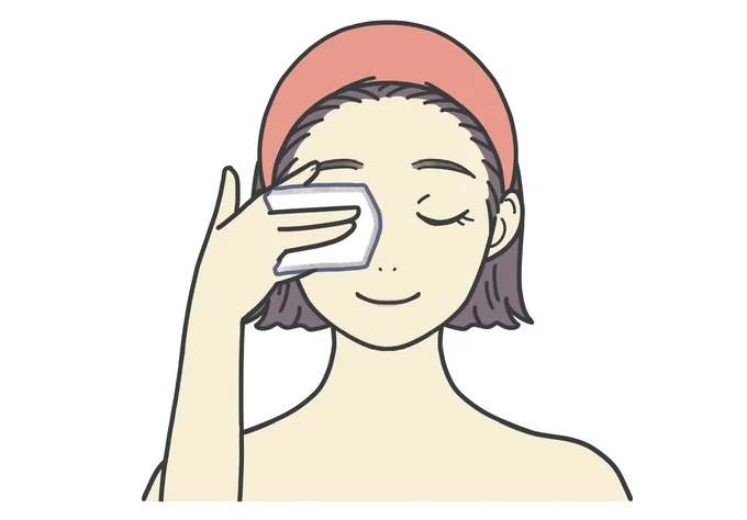 クレンジング1 ポイントリムーバーをコットンにのせ目もとにあてる