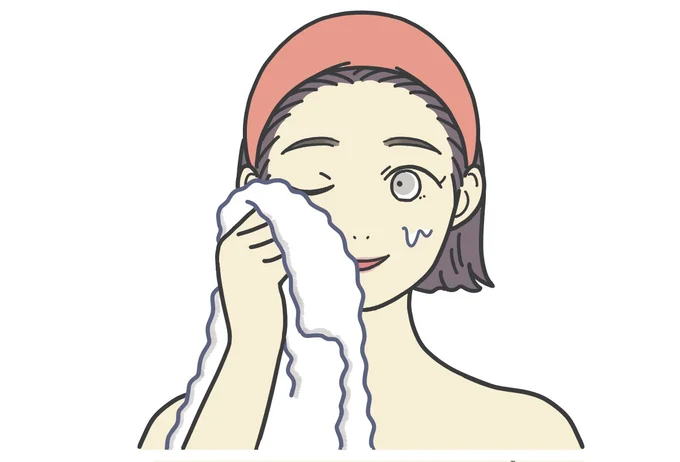 洗顔5 タオルでやさしく押さえる