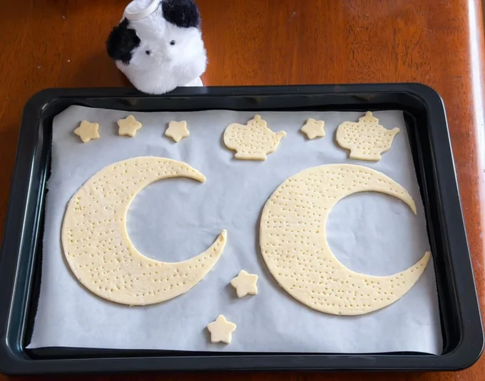 ミルフィーユを焼く前。パーツがいろいろ▶︎お月さまシリーズ、お次はタルト（⇒次へ）