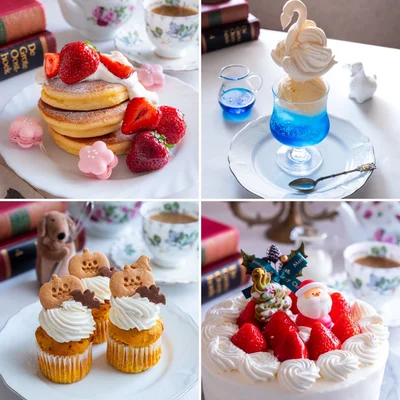 春夏秋冬を感じるおうち喫茶メニュー。こんな贅沢なおうち喫茶、見たことない！（次画像より、大人気癒しレシピシリーズ第3弾『疲れた人に夜食を届ける出前店2』が読めます）