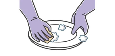 手の潤いを守るため皿洗いはゴム手袋を