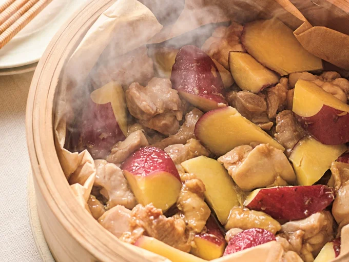 せいろでしっとり＆ジューシーな味しみおかずが完成！「とり肉とさつまいものしょうがじょうゆ蒸し」