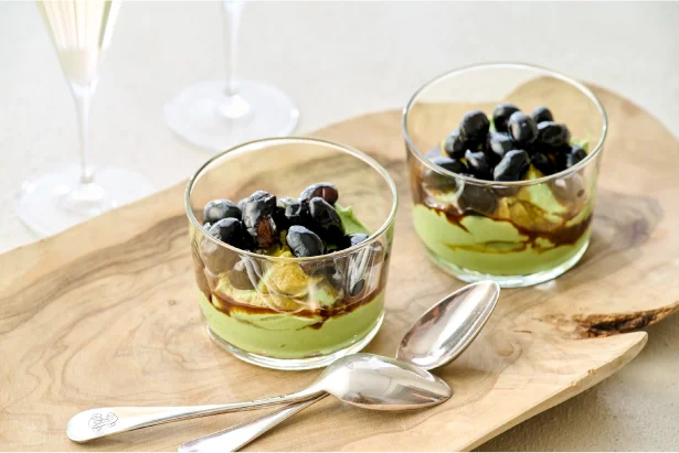 抹茶リコッタと黒豆黒みつ