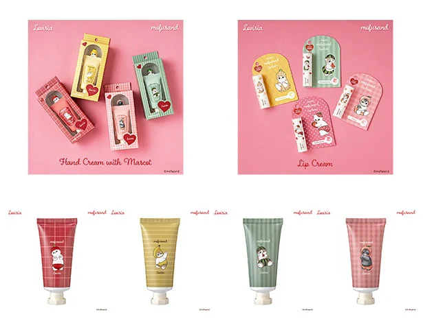 どのにゃんこにする？見た目も香りも違う4種展開。ギフトにもぴったりな、mofusandのハンド＆リップケア