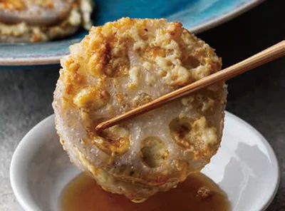 ゆずこしょう香る れんこんチーズはさみ揚げ