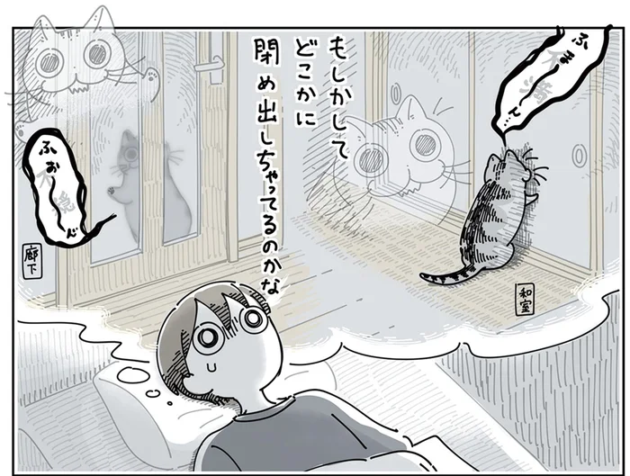 1階で鳴いている猫、もしかして締め出しちゃったかな!? 不安になる飼い主の夜
