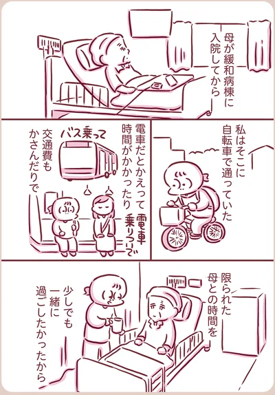 母の元へは自転車で通っていた