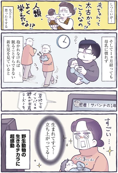 生まれてすぐ…立ち上がってる…
