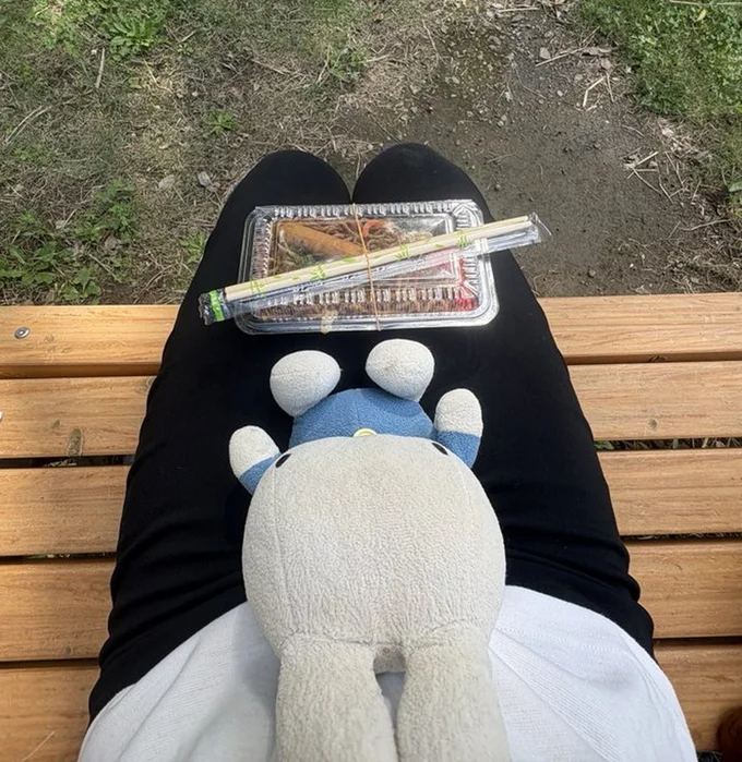 1人1匹ピクニック▶ぬいぐるみは何も言わなくてもそばにいてくれる最大の味方（⇒次へ）