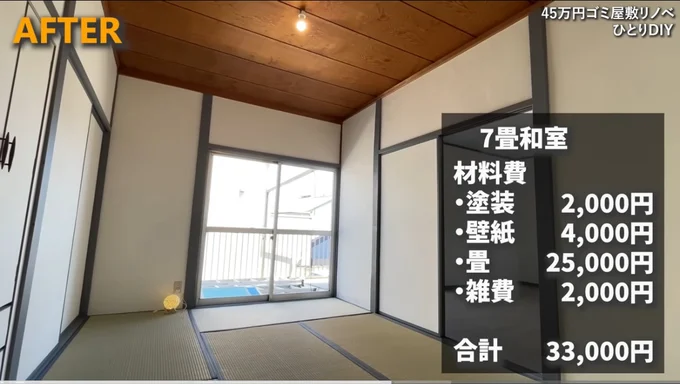 3万3千円でモダンな和室の完成▶目の錯覚…！？（⇒次へ）