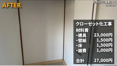 クローゼットを2万7千円で製作▶合算すると…！？（⇒次へ）