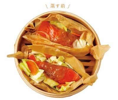 クッキングシートの両端をねじって舟形の器状に