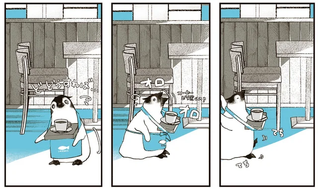 てちてち、オロオロ。ペンギンにホール係を任せてみたら意外と人気のサービスに？