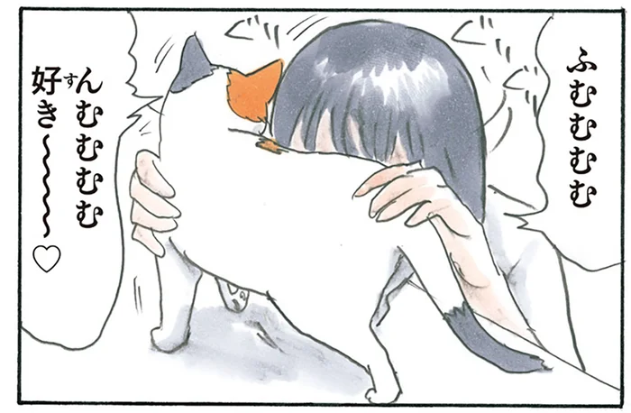 ちょうどいい高さにいる猫をモフモフ。しかし飼い主が忘れていた大事なこと