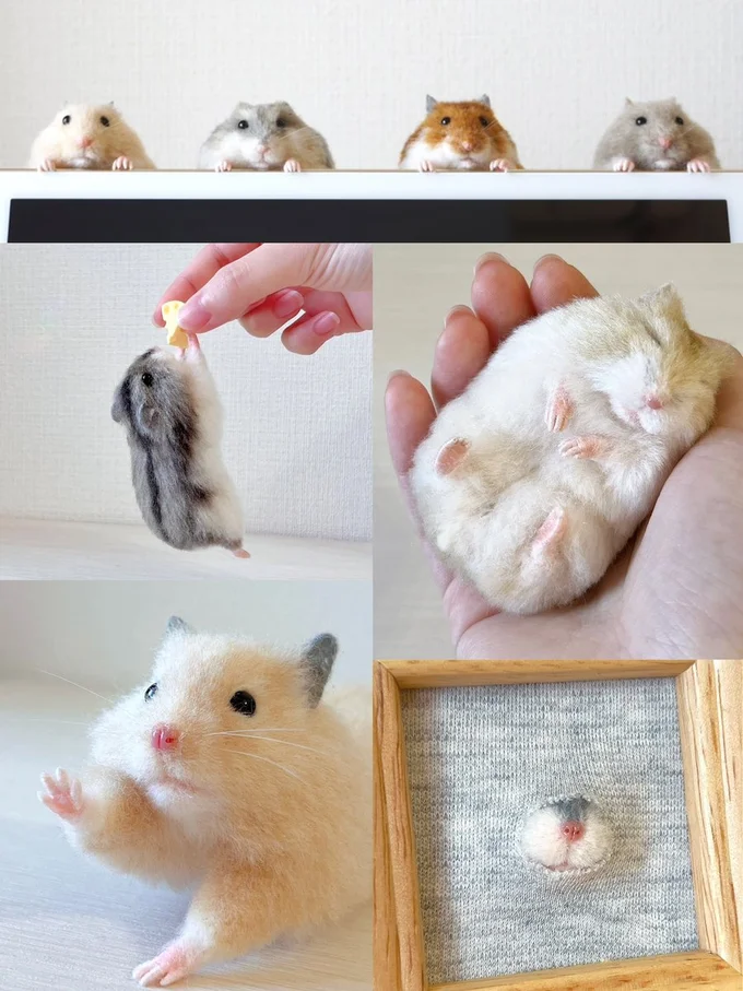 「ハムスターの可愛さを余すところなく再現したい」というmof.さん▶また、お腹の植毛後などの途中経過も見られます♪（⇒次へ）