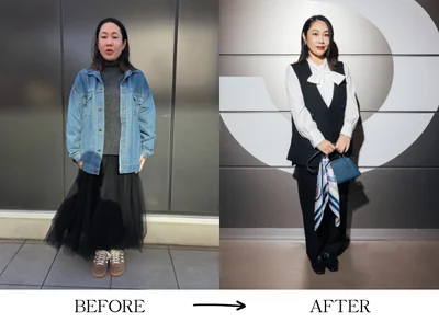 前編では「モード系」ファッションをテーマに変身