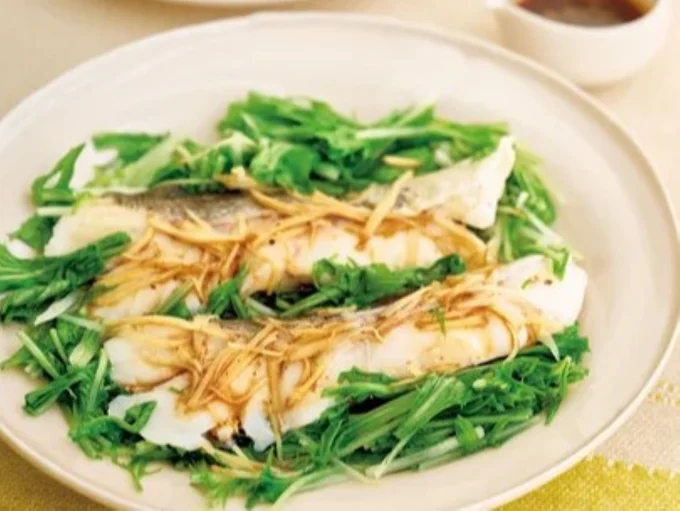 白身魚と水菜のレンジ蒸し