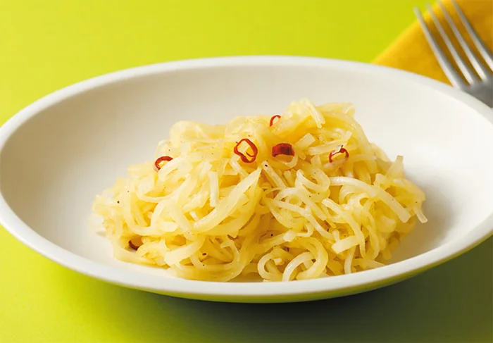 大根は部位にこだわって購入して。食感とピリ辛味を楽しむ「ダイコンーノ・ペペロンチーノ」