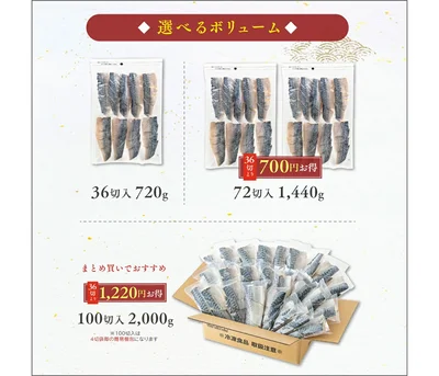 骨取りさば切身（36切720g）