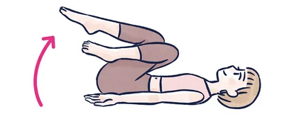 両脚を持ち上げて引き寄せる