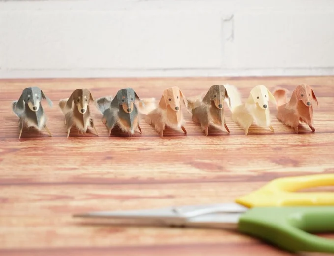 和紙で作るダックスフンド▶どうやって作っているの？（⇒次へ）