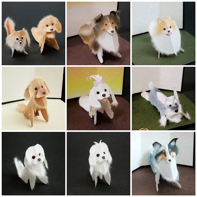 和紙で作る皆様の愛犬たち▶さまざまな動物も和紙で作られています（⇒次へ）
