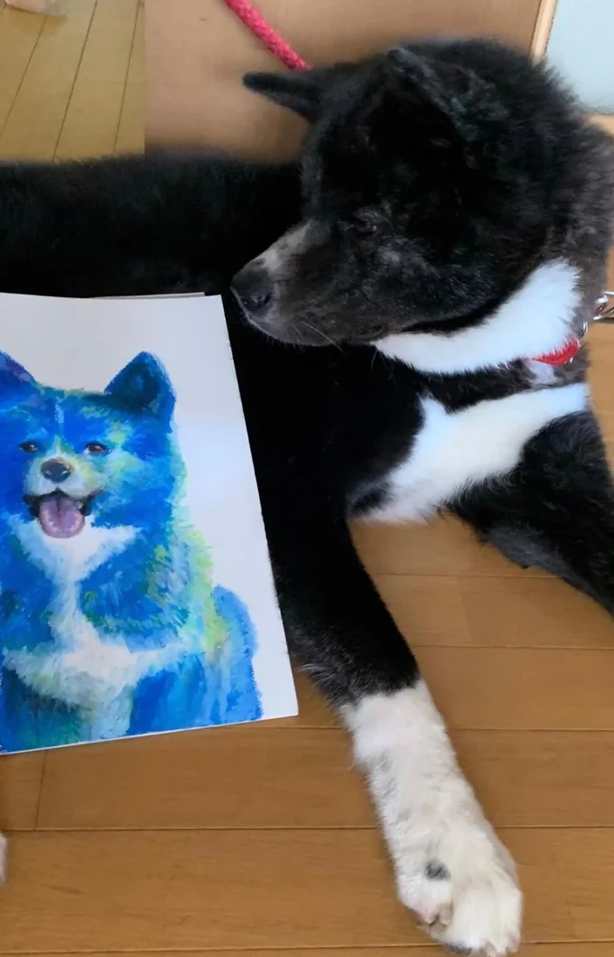 クレパスで描かれたお殿水くん▶もちろん甘露甘露ちゃんも(⇒次へ)