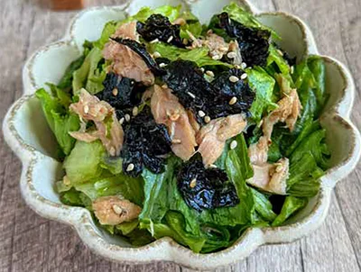 【材料3つまでで作る！】ちぎって和えるだけのスピード副菜「のりツナレタス」