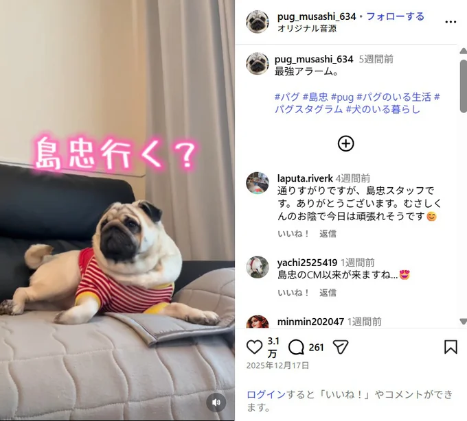 「島忠行く？」と聞かれ反応する（⇒次へ）