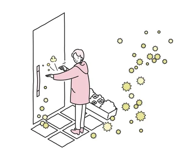 帰宅したら家に入る前に服についた花粉を払う
