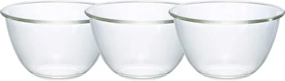 HARIO(ハリオ) 日本製 耐熱ガラス製 ボウル 2200ml BUONO kitchen MXP-220-BK 3個セット クリア