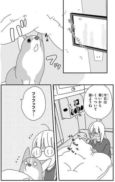 今日は寒いからくっついて寝ようね