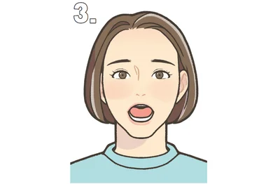 3．「あ」の形に口を開く