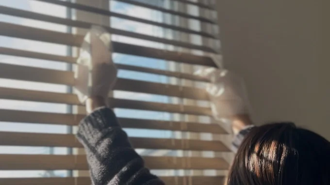 手にはめてブラインドの羽を1枚ずつなぞるだけ　▶ついでにできるところは？