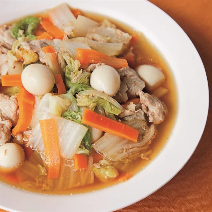 オイスターソース＆しょうゆで短時間でも深みのあるおいしさに「豚こまと白菜のオイスターしょうゆ煮」