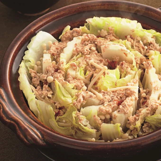 あったかスープごといただく白菜のおかず<満足かさ増し!ひき肉編>