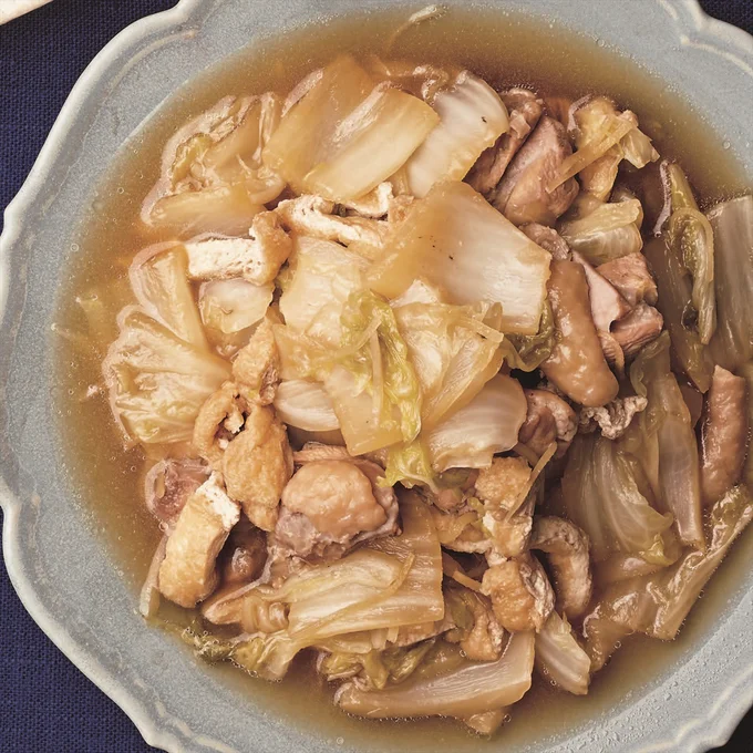 しょうがで味を引き締めるのがコツ「とり肉と白菜の煮もの」