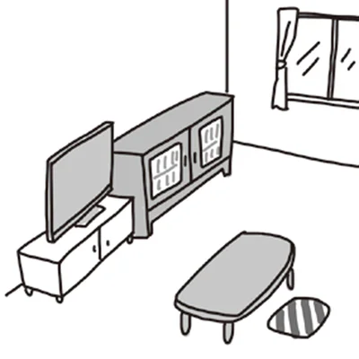 倒れても窓に当たらない位置にテレビや家具を置く