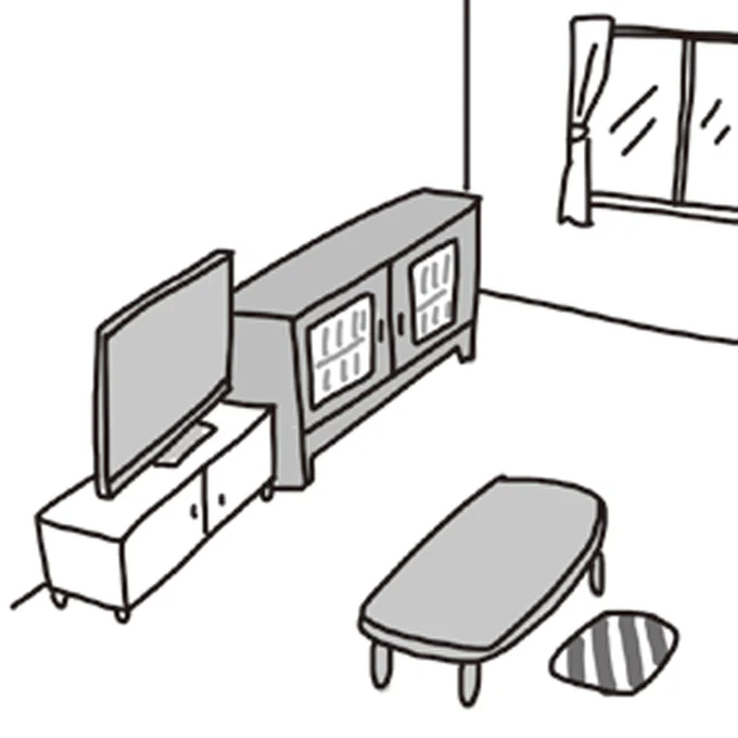 倒れても窓に当たらない位置にテレビや家具を置く