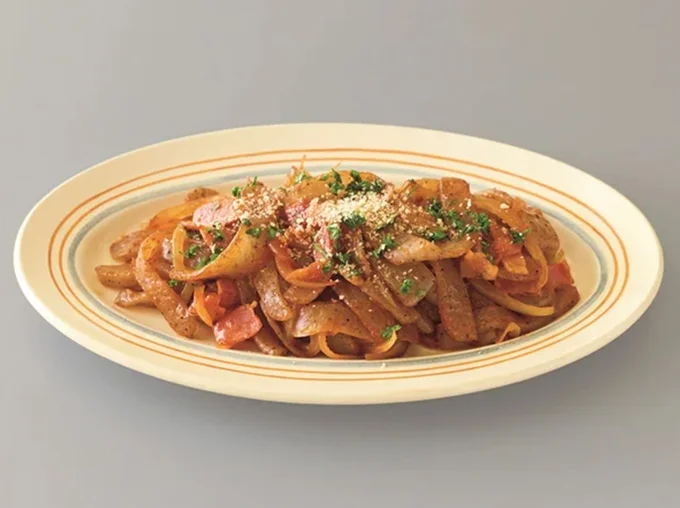 パスタの人気メニューをイメージした低カロ炒め「こんにゃくのナポリタン風炒め」