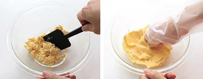 すり混ぜるようにしてまとめる