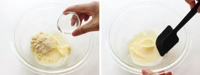 アーモンドパウダーと一緒に入れてから混ぜる