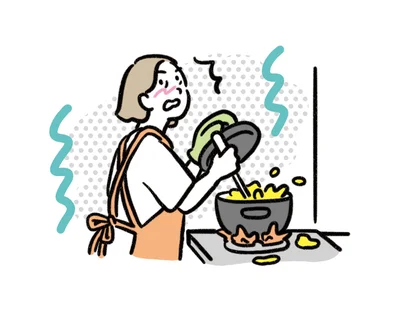 ガスは自動で止まるのですぐに台所から離れる