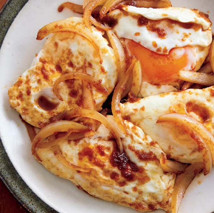 半月卵のふわとろしょうが焼き