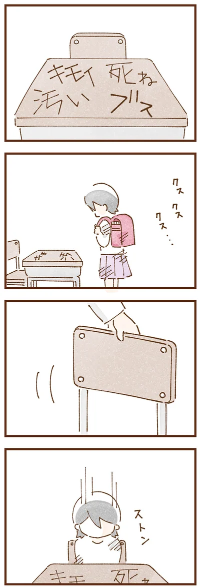 落書きされた机