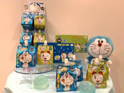 ドラえもんがラムネ味、ドラミちゃんがメロン味