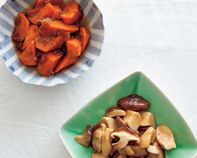 値ごろ野菜に風味食材をプラスするだけ！「にんじんのおかか煮」「きのこのゆずこしょうマリネ」
