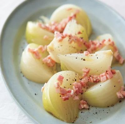 玉ねぎのレンジ蒸しハムソース